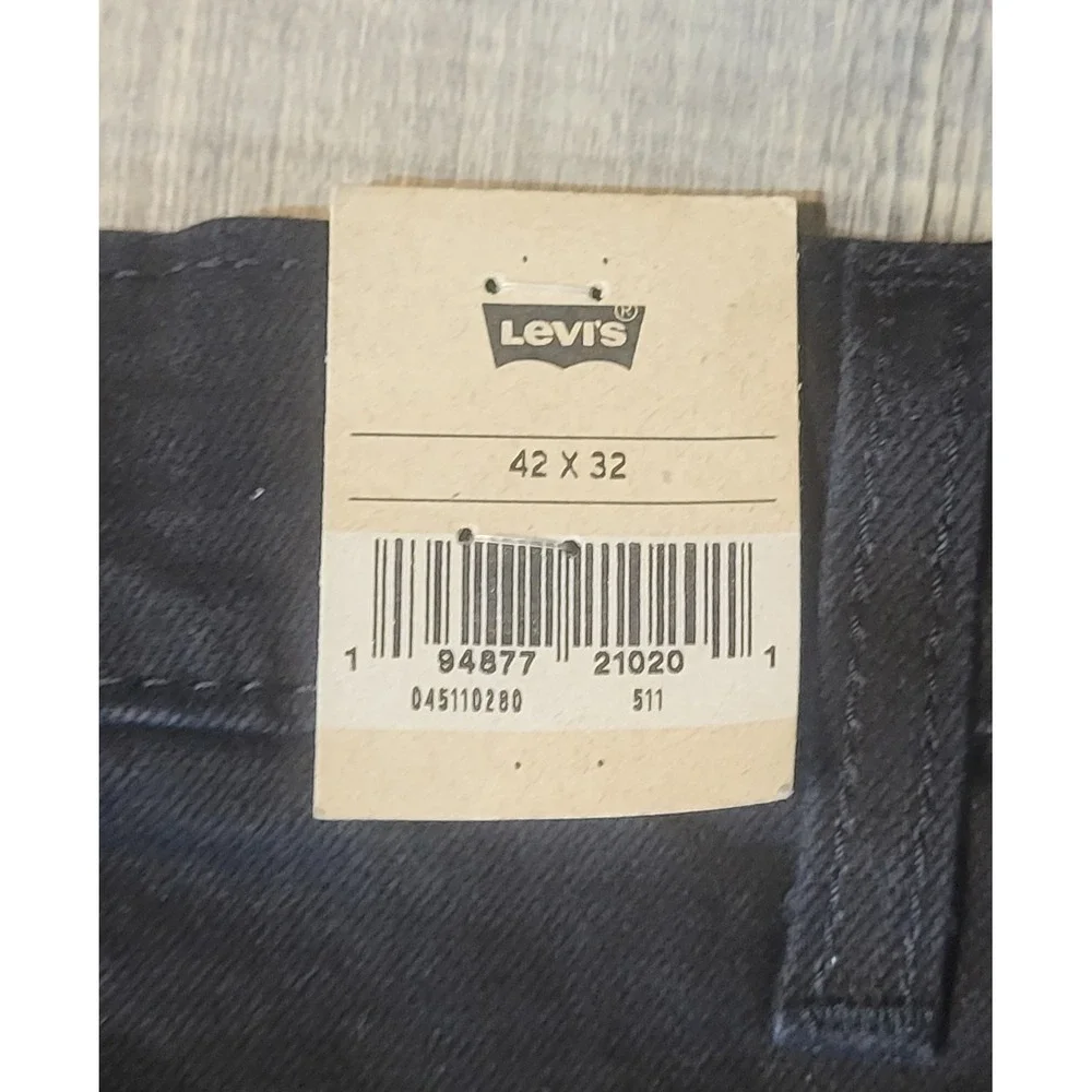 Levis 511 Slim Fit Stretch Jeans Black 04511-1907 Mens 42x32 NWT